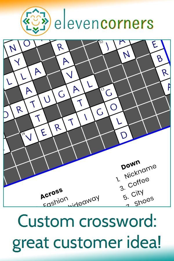 custom crossword puzzle print - crossword for a location - custom idea