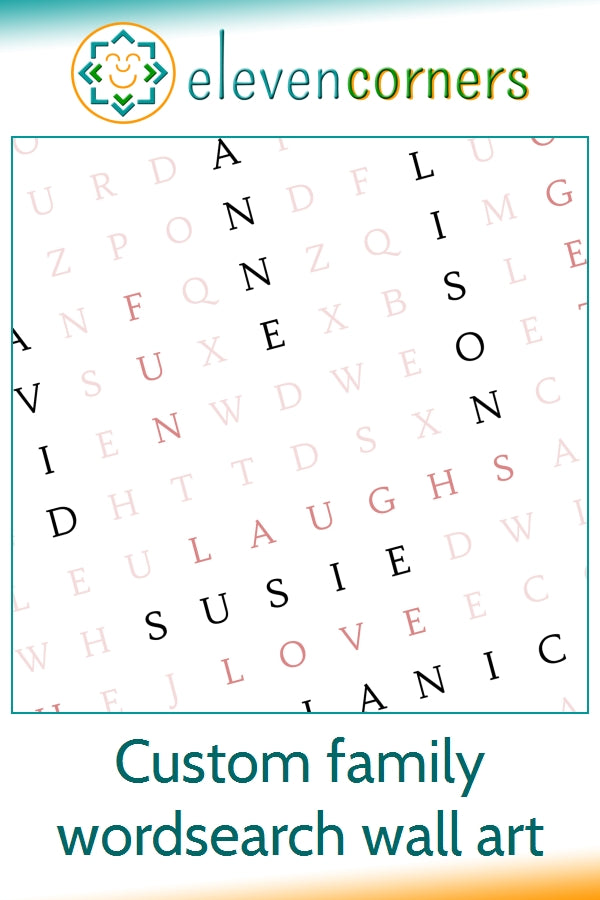 personalised family wordsearch prints