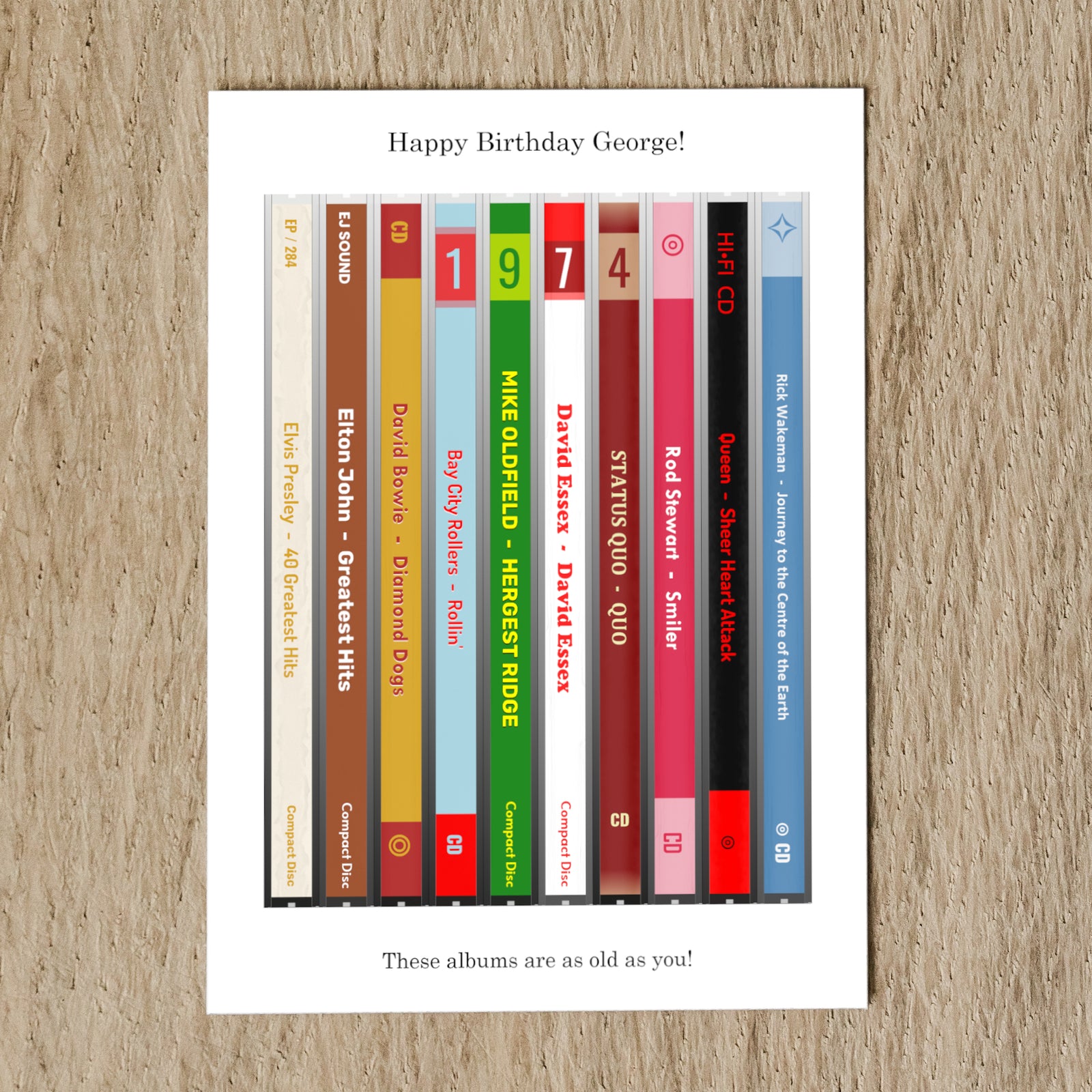 Personalised 1974 Music Birthday Card - Year You Were Born CD