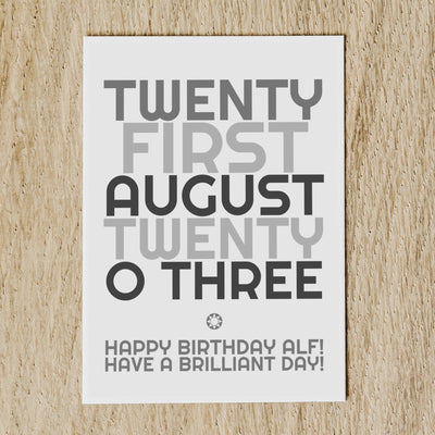 Personalised Any Date Birthday Card With Message