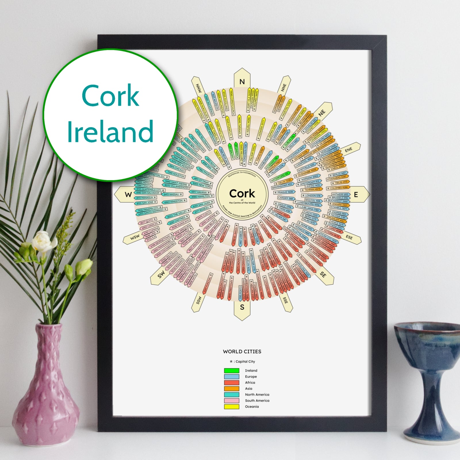Cork City Centre Of The World Print - World Cities Toposcope