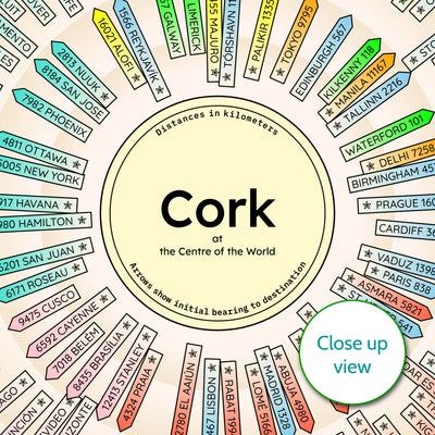 Cork City Centre Of The World Print - World Cities Toposcope