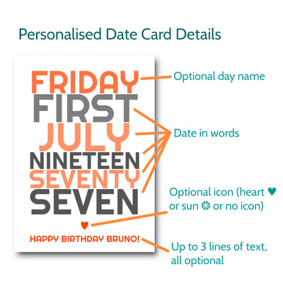 Personalised Any Date Birthday Card With Message