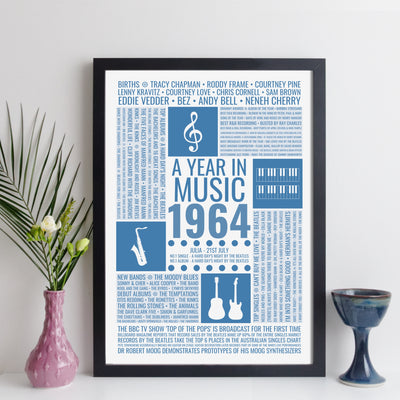 Personalised 1964 Music Facts Print - UK