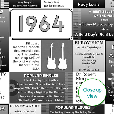 Personalised 1964 Music Year Facts Print - UK