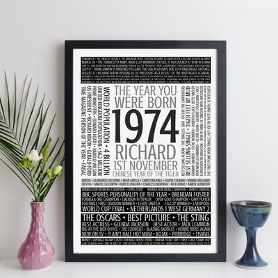Personalised Born In 1974 Facts Print UK
