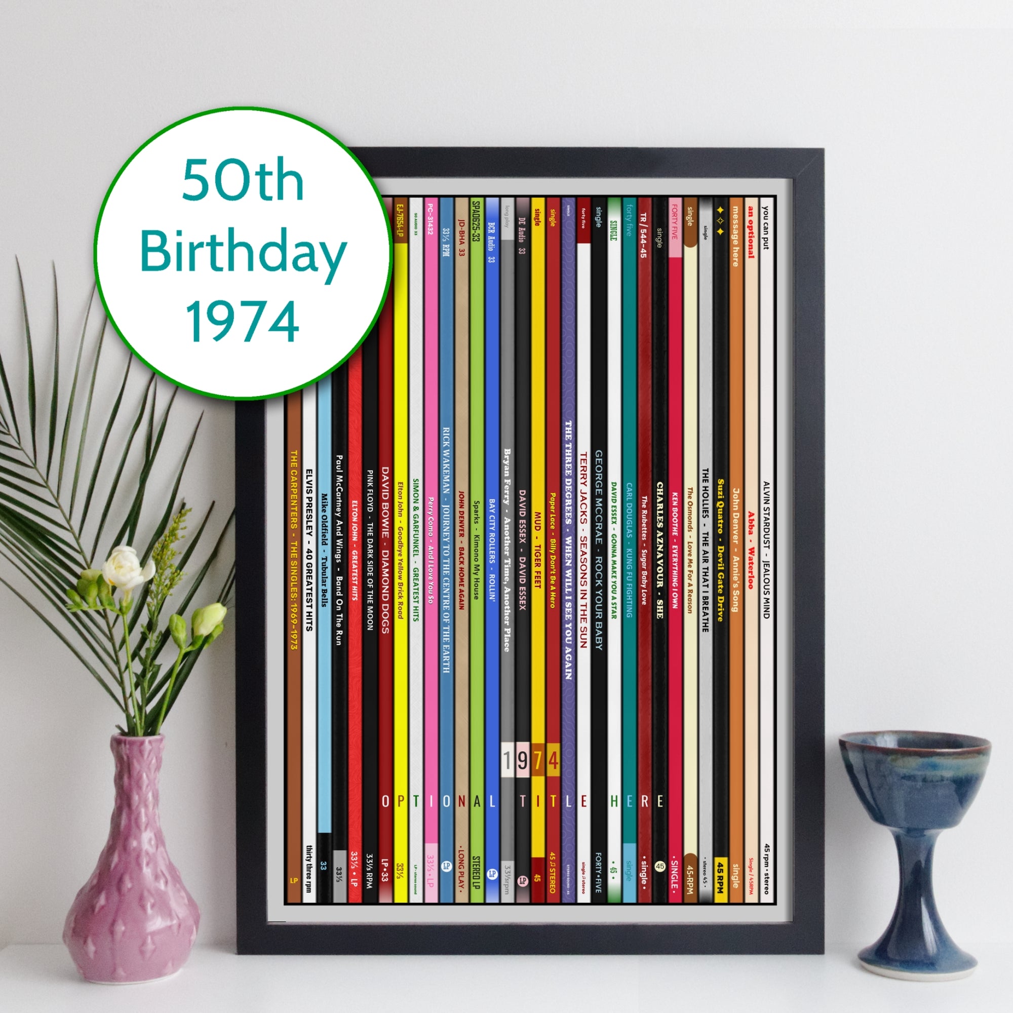 Personalised Music Print - 1974 UK Record Collection Print