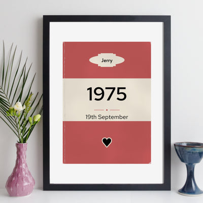 Personalised Vintage Paperback Book Cover Print  - Any Year | Any Year Birthday Gift