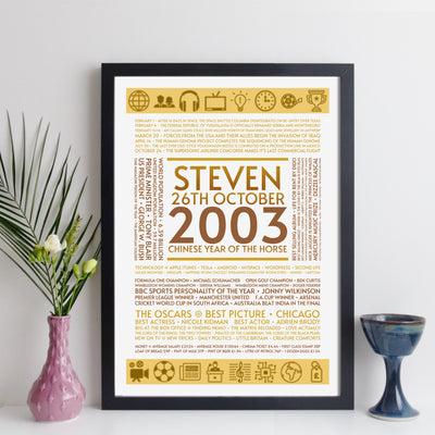 Personalised 2003 Facts Print UK