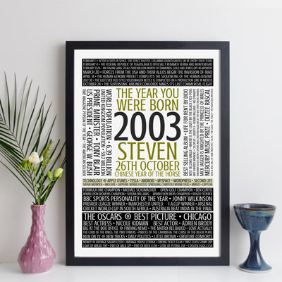 Personalised Born In 2003 Facts Print UK