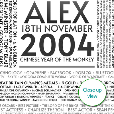 Personalised 2004 Facts Print UK