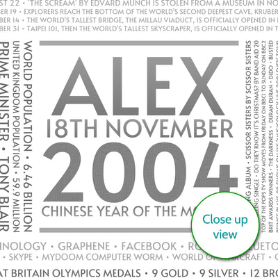 Personalised 2004 Facts Print UK