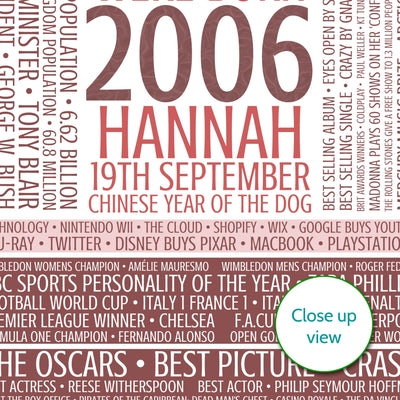 Personalised Born In 2006 Facts Print UK