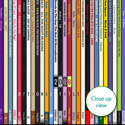 18th Birthday Gift - Personalised 2008 UK Record Collection Music Print
