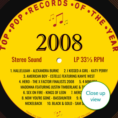 Personalised Music Print 2008 - Year You Were Born Record Label Print UK - 18th Birthday Gift