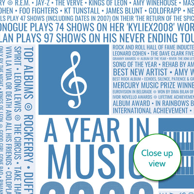 Personalised 2008 Music Facts Print - UK