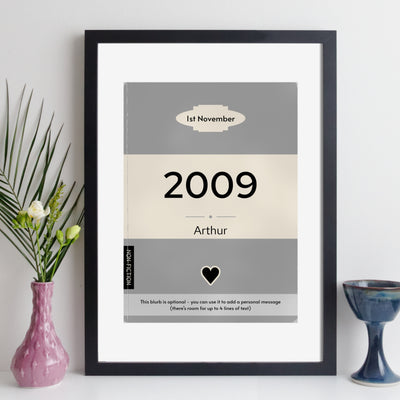 Personalised Vintage Paperback Book Cover Print  - Any Year | Any Year Birthday Gift