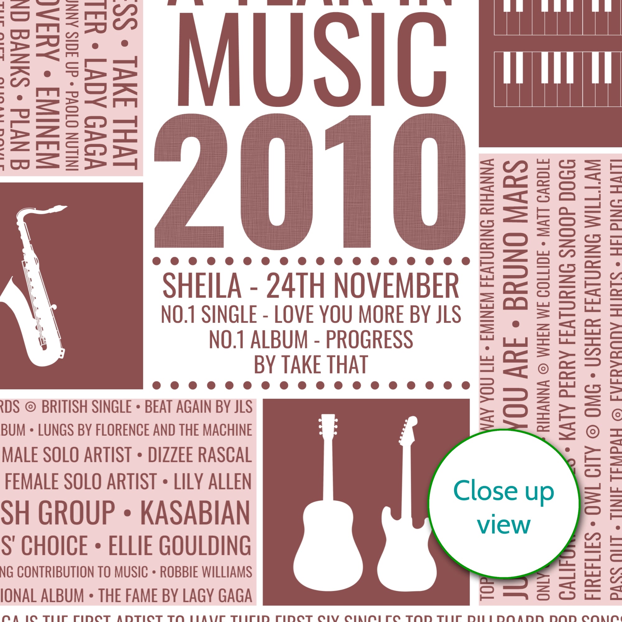 Personalised 2010 Music Facts Print - UK