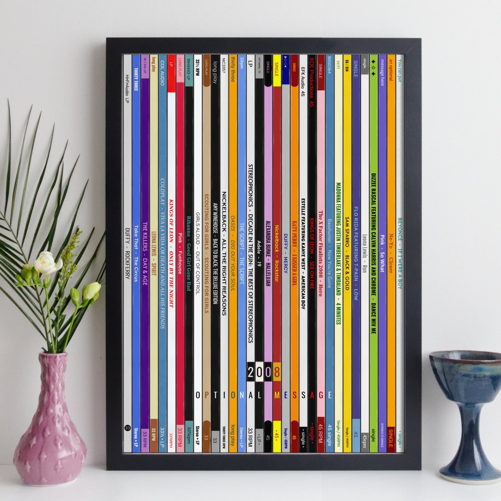 Personalised Music Print - 2008 UK Record Collection Print