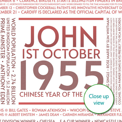 Personalised 1955 Facts Print UK