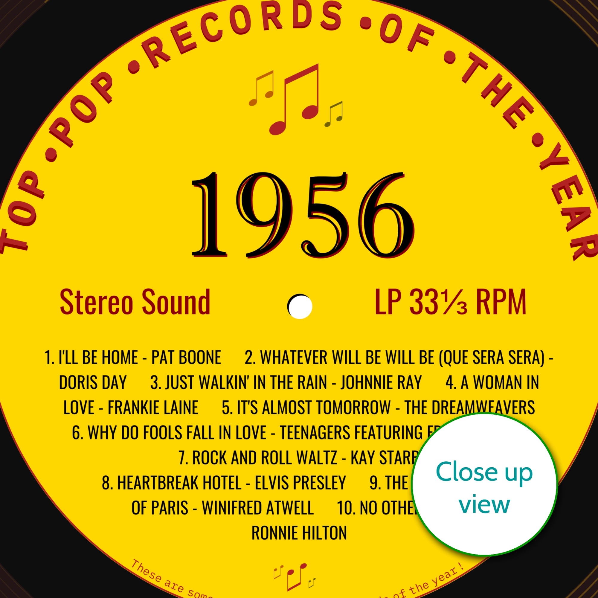 Personalised Music Print 1956 - Year You Were Born Record Label Print UK
