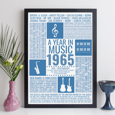 Personalised 1965 Music Facts Print - UK