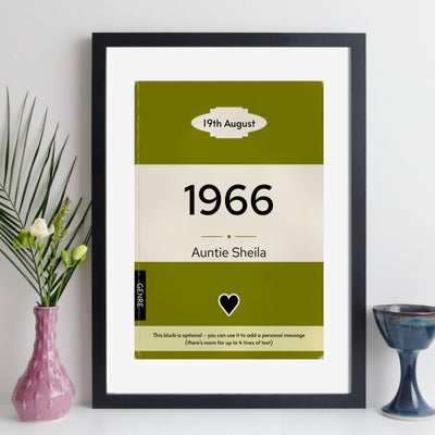 Personalised 1966 Vintage Paperback Book Cover Print | Birthday Gift