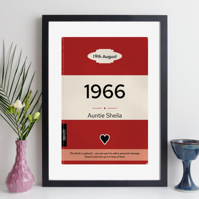 Personalised 1966 Vintage Paperback Book Cover Print | Birthday Gift