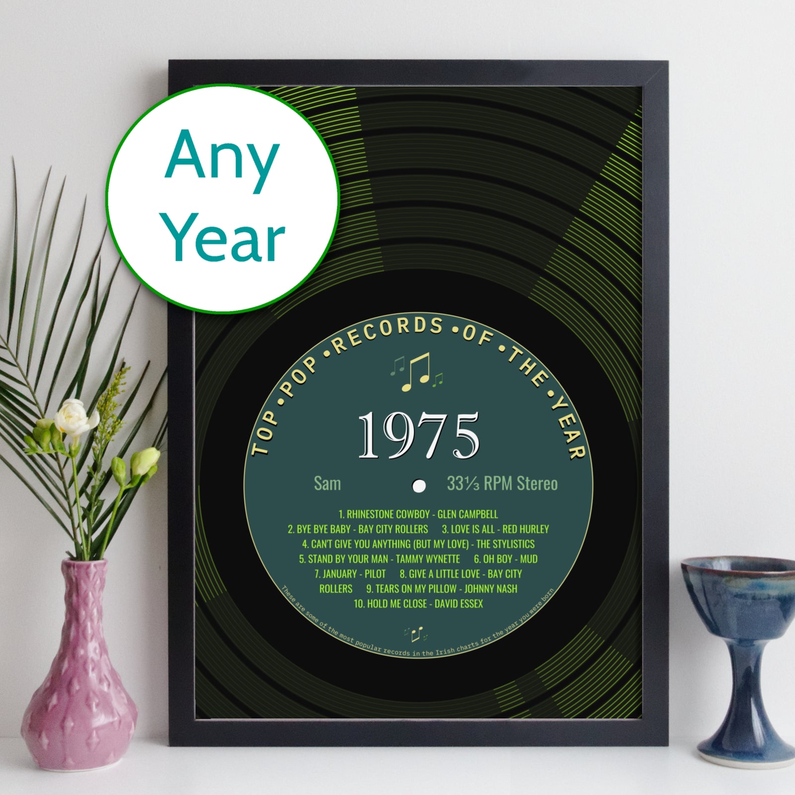 Personalised Music On The Day You Were Born Record Print - Any Date