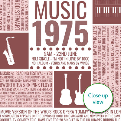 Personalised 1975 Music Facts Print - UK