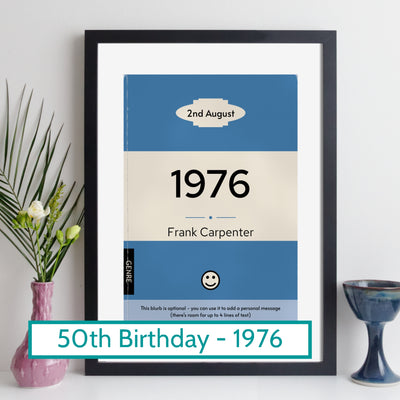 Personalised 1976 Vintage Paperback Book Cover Print | Birthday Gift