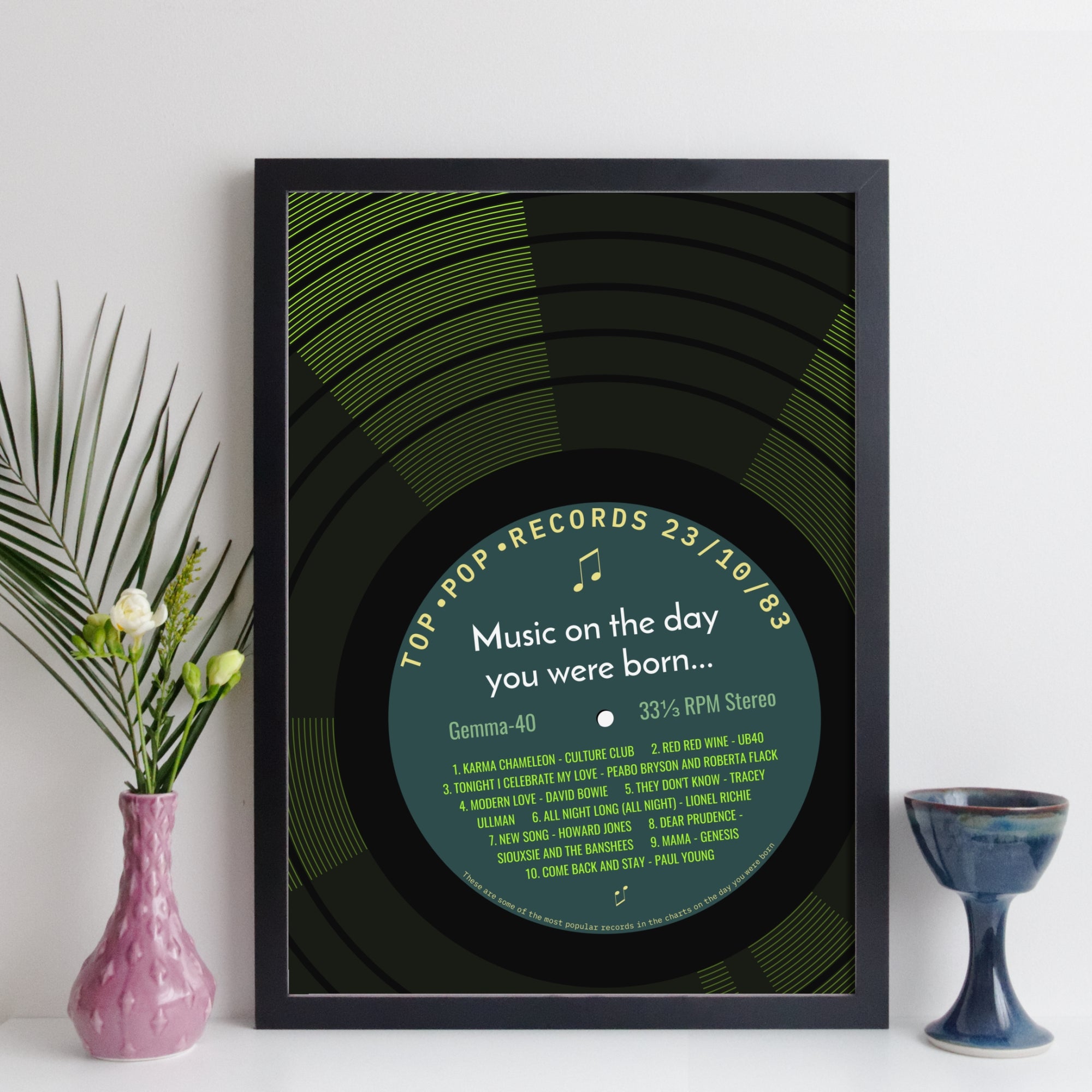 Personalised Music On The Day You Were Born Record Print - Any Date