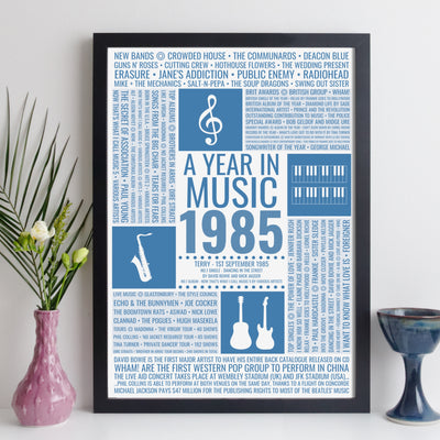 Personalised 1985 Music Facts Print - UK