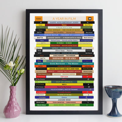 1986 Movies Print – Personalised Year of Film Gift - Year Poster - Birthday Gift