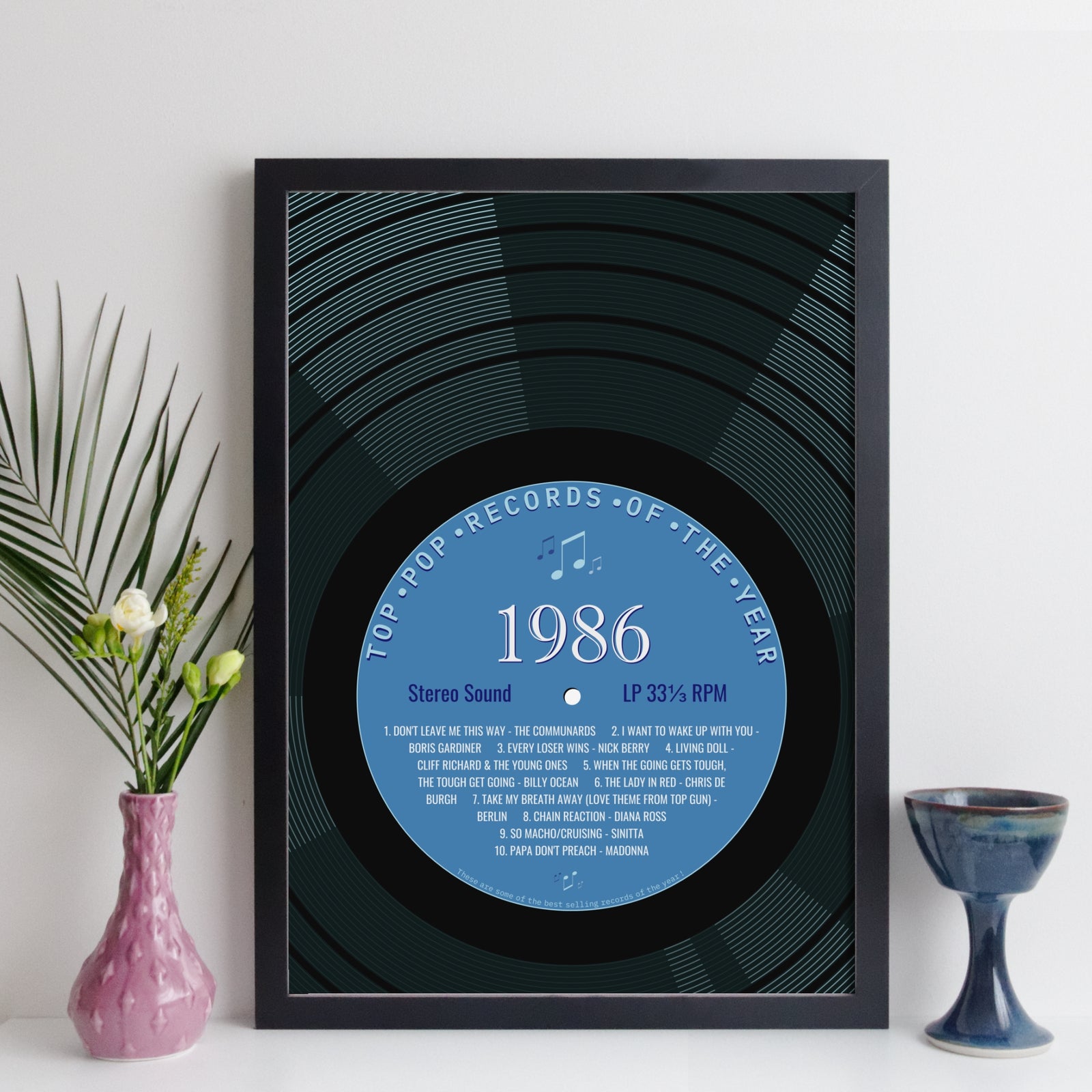 Personalised Music Print 1986 - Year You Were Born Record Label Print UK
