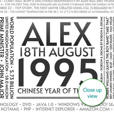 Personalised 1995 Facts Print UK