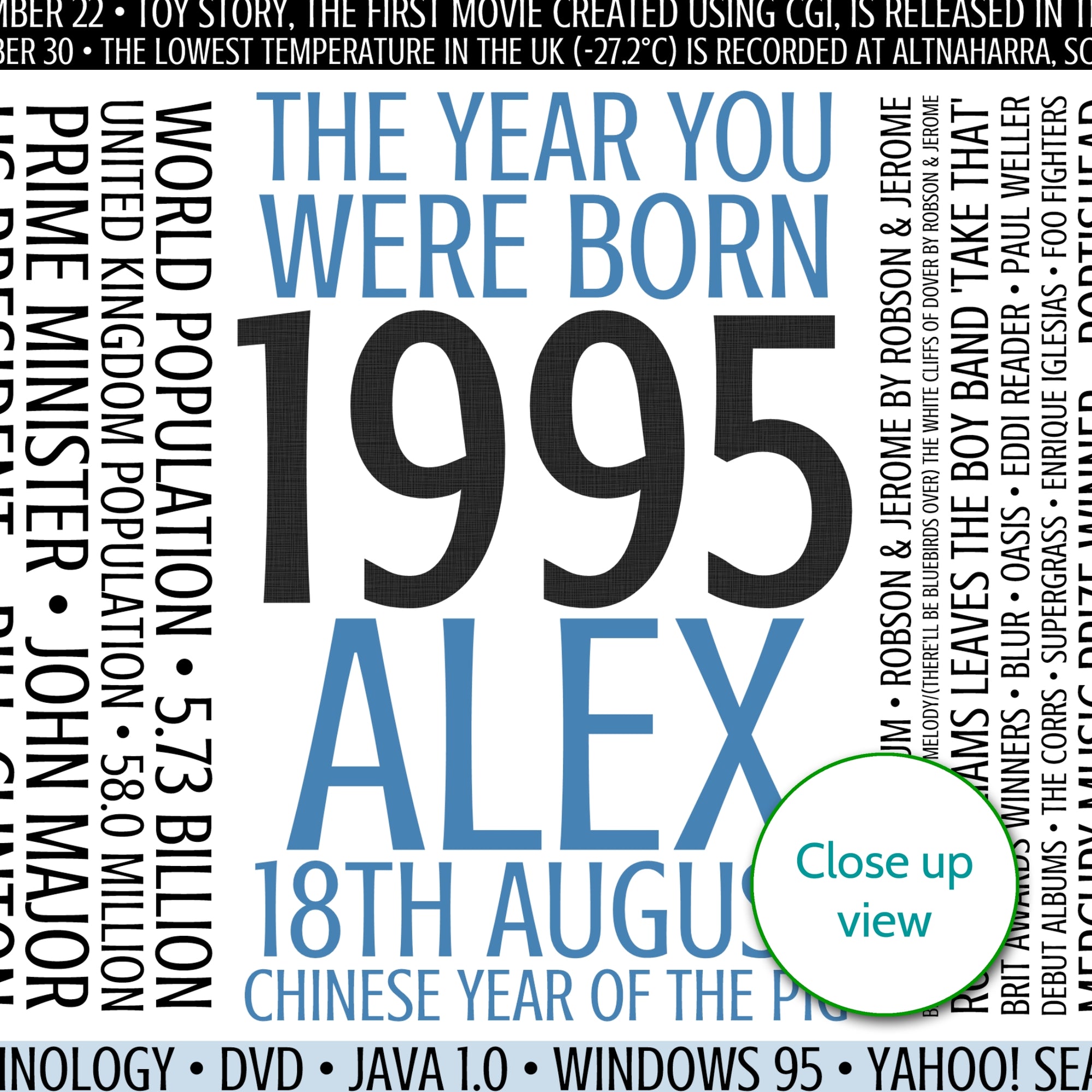 Personalised Born In 1995 Facts Print UK