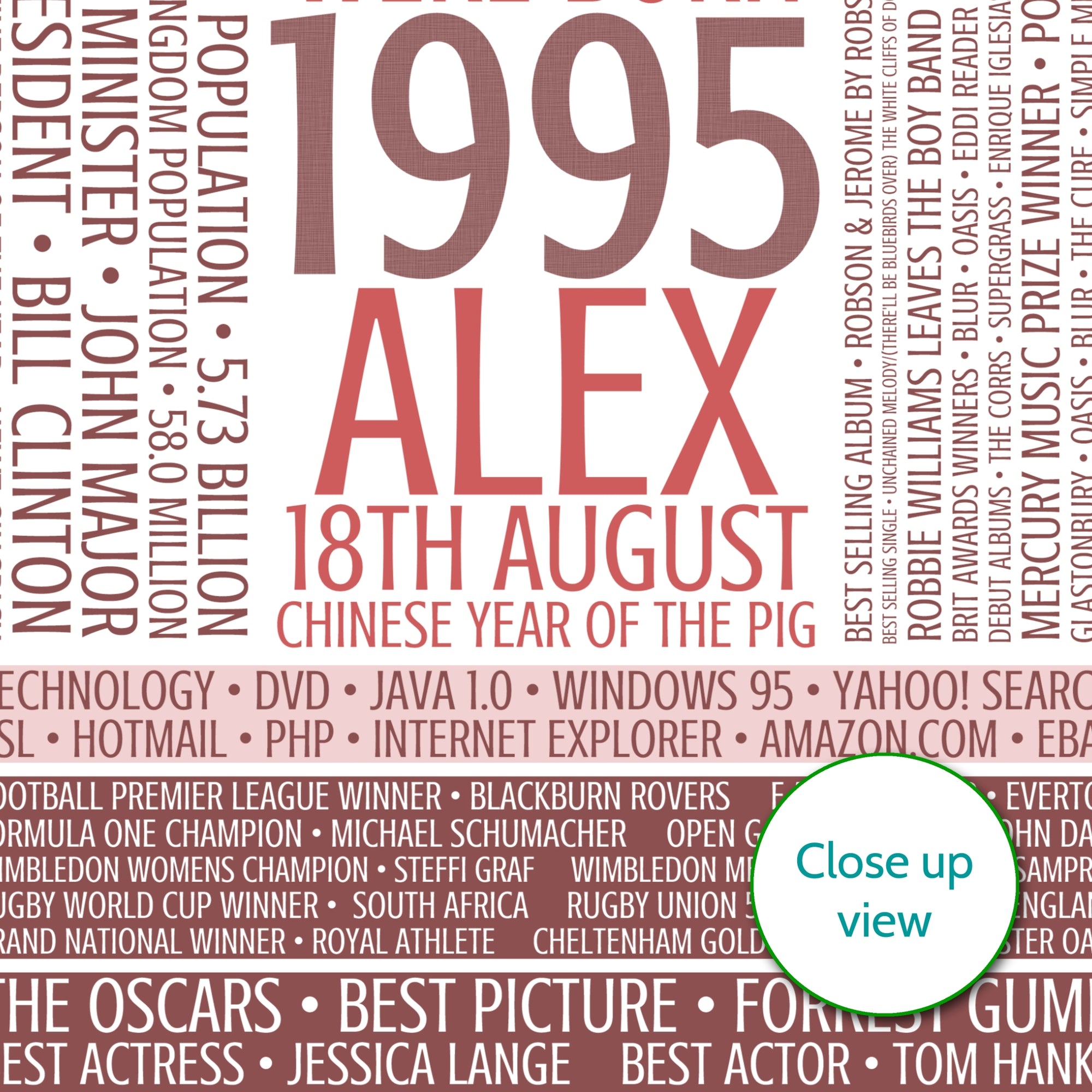 Personalised Born In 1995 Facts Print UK