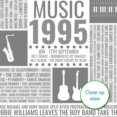 Personalised 1995 Music Facts Print - UK