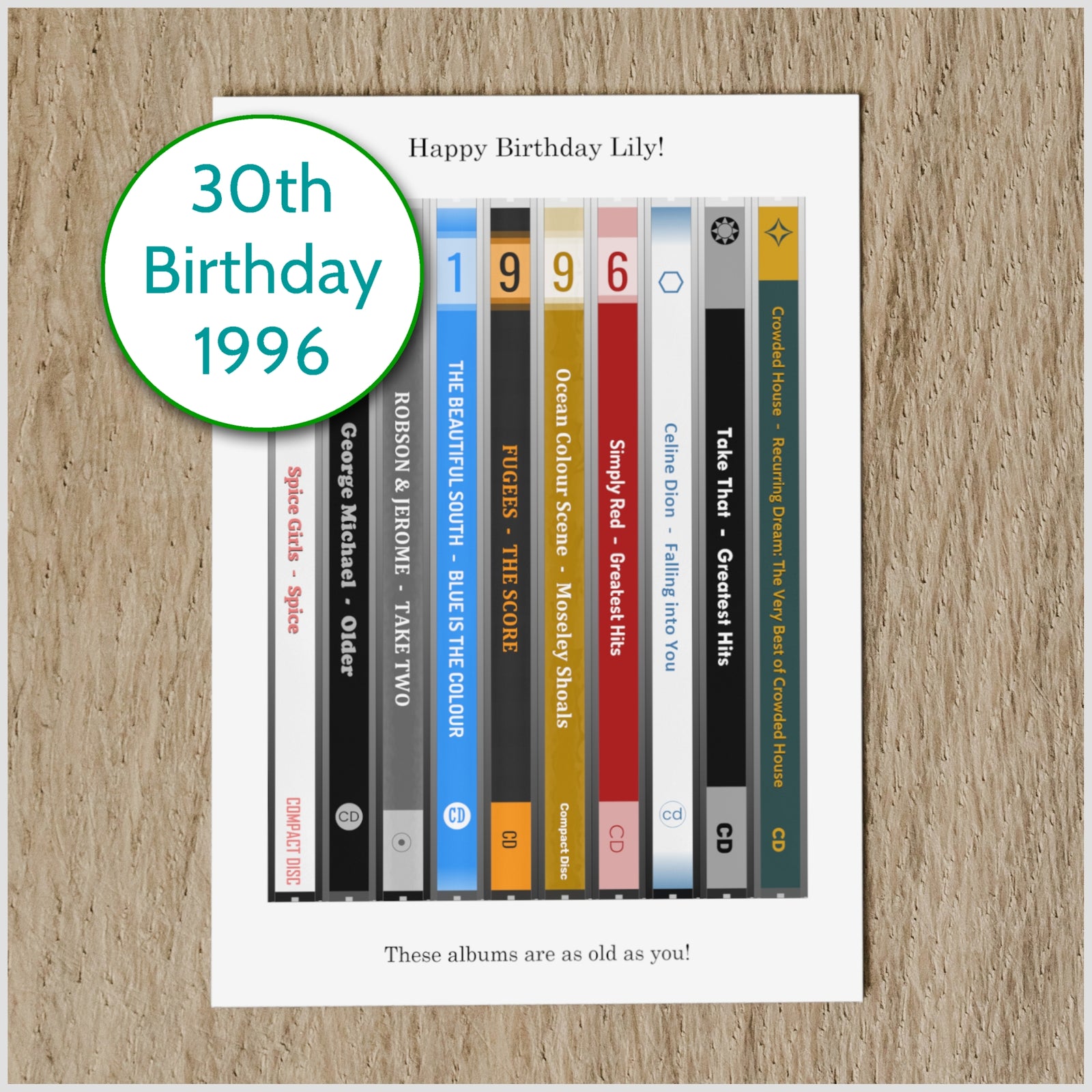 Personalised 1996 Music Birthday Card - Year You Were Born CD