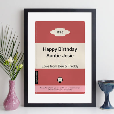 Personalised 1996 Vintage Paperback Book Cover Print | Birthday Gift