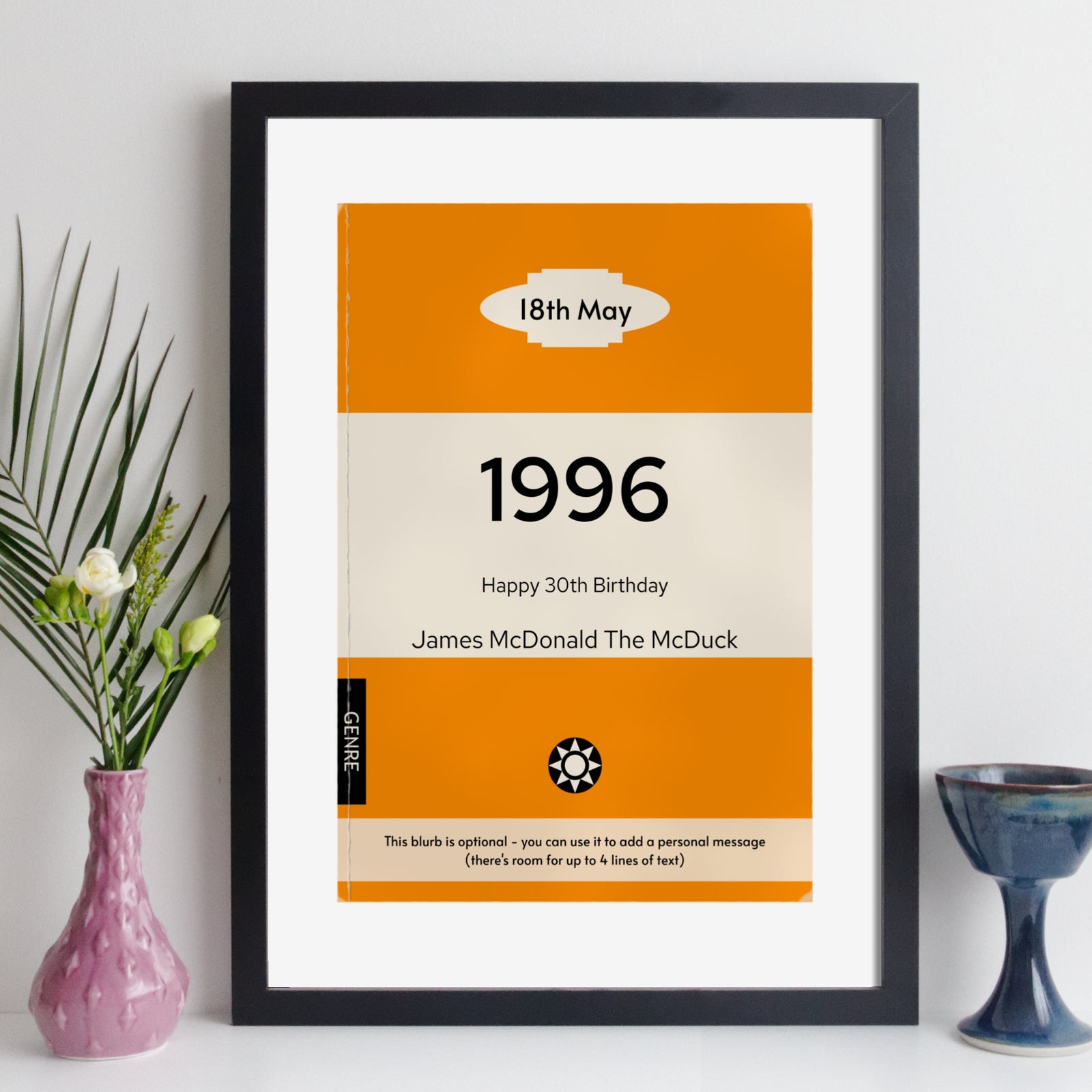 Personalised 1996 Vintage Paperback Book Cover Print | Birthday Gift