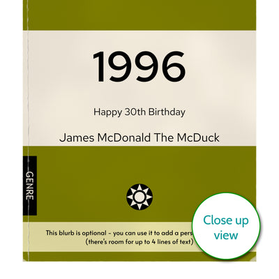 Personalised 1996 Vintage Paperback Book Cover Print | Birthday Gift