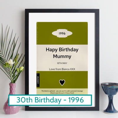 Personalised 1996 Vintage Paperback Book Cover Print | Birthday Gift