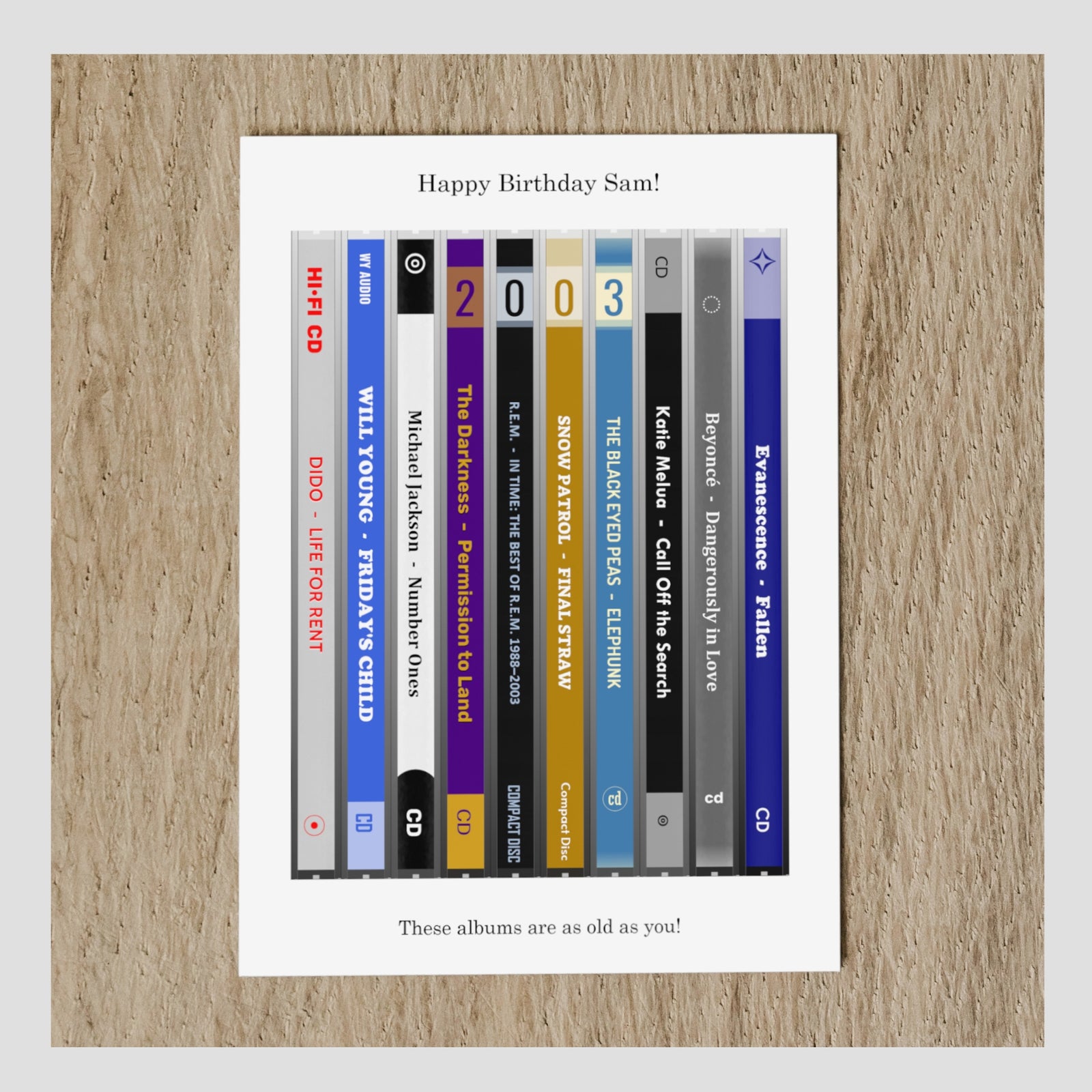 Personalised 2003 Music Birthday Card - Year You Were Born CD