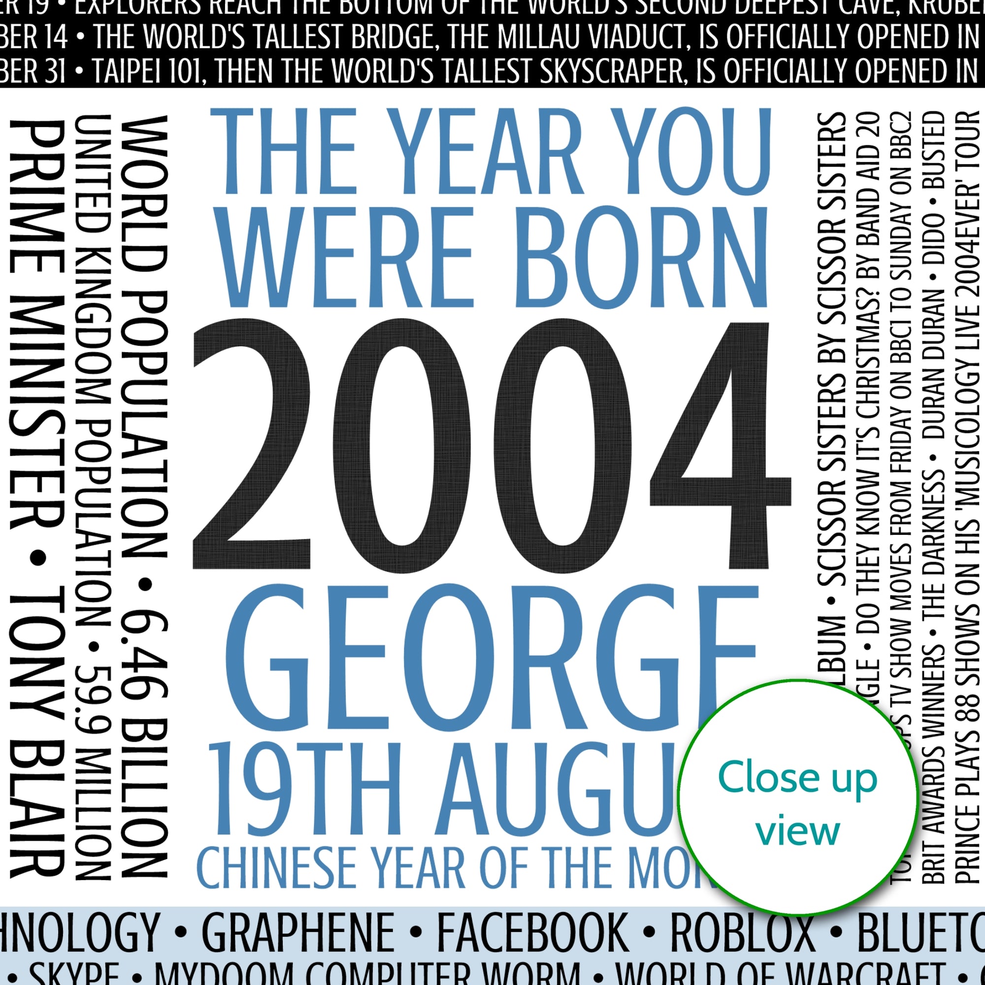 Personalised Born In 2004 Facts Print UK