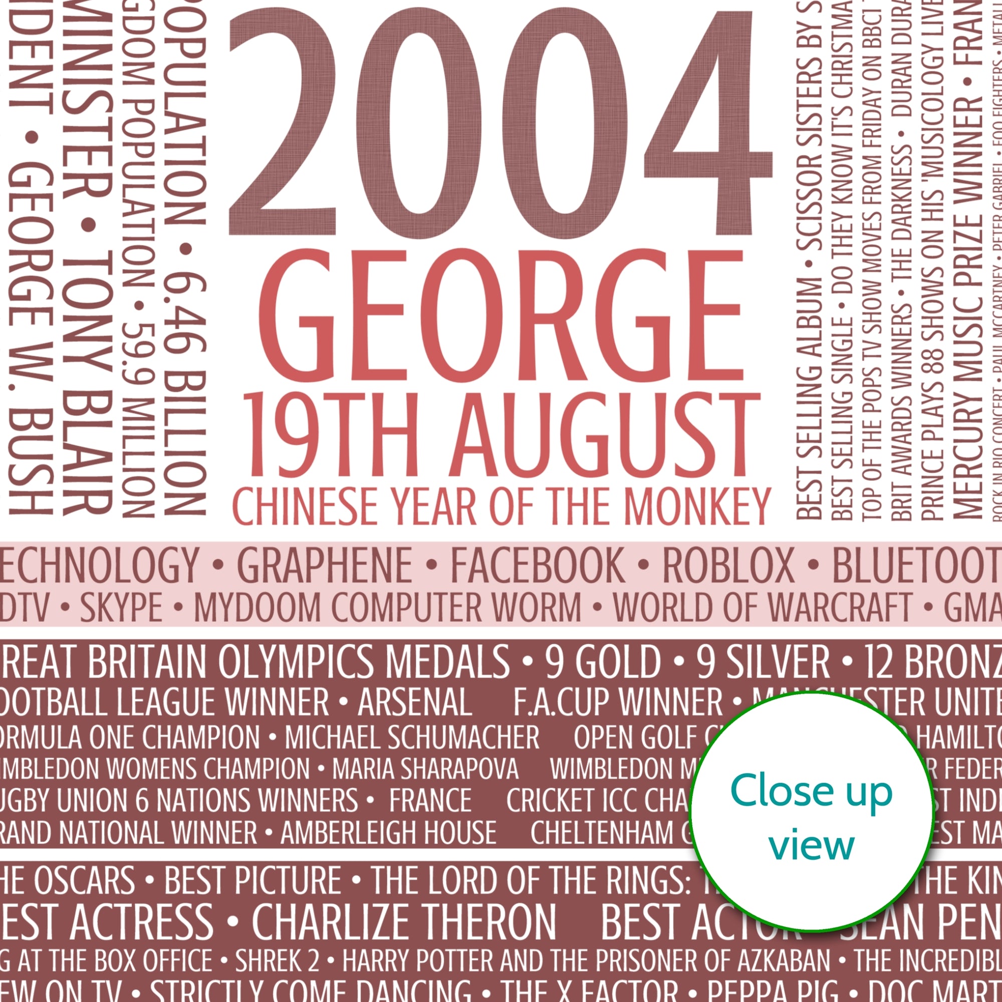Personalised Born In 2004 Facts Print UK