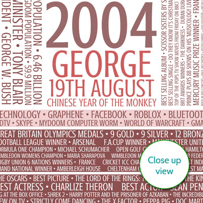 Personalised Born In 2004 Facts Print UK