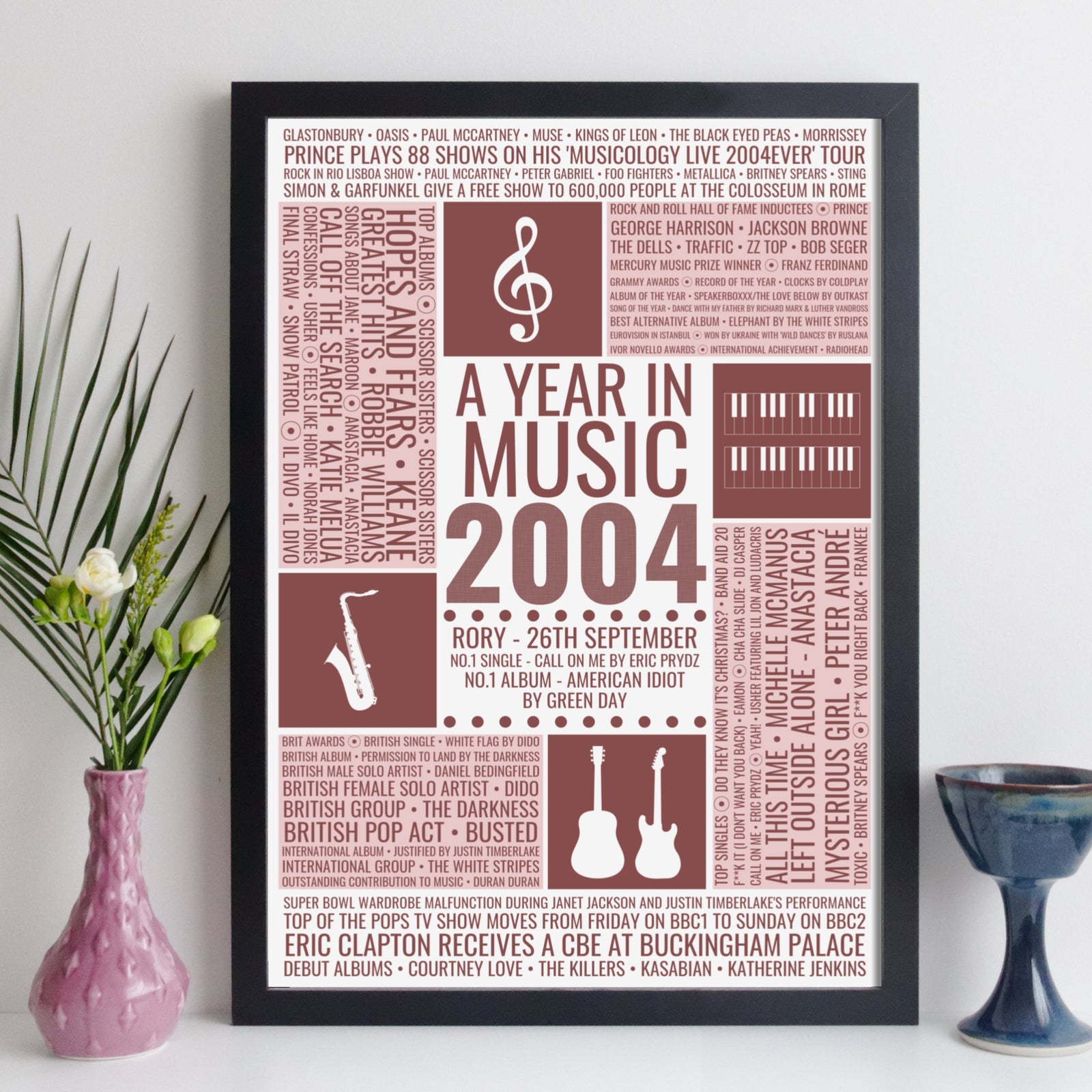 Personalised 2004 Music Facts Print - UK