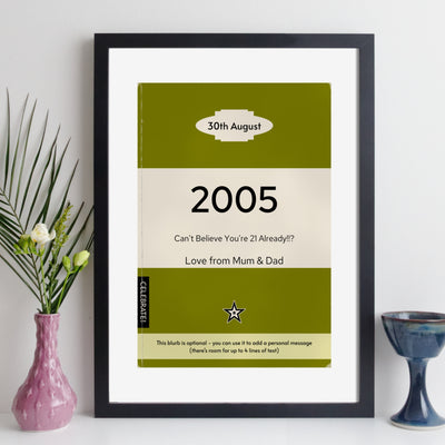 Personalised 2005 Vintage Paperback Book Cover Print | Birthday Gift
